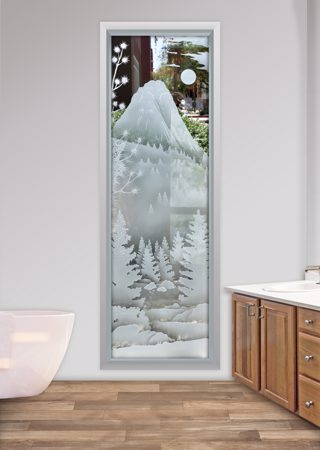 Window with Frosted Glass Landscapes Idyllwild Tahquitz Peak Design by Sans Soucie