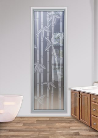 Window with Frosted Glass Asian Modern Bamboo Design by Sans Soucie