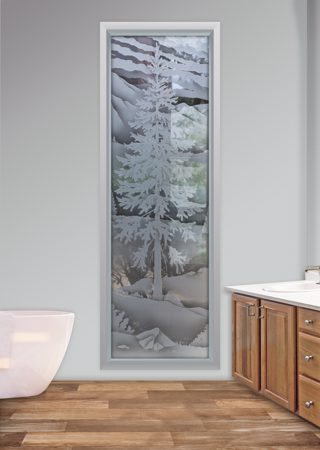 Window with Frosted Glass Tree Oregon Design by Sans Soucie