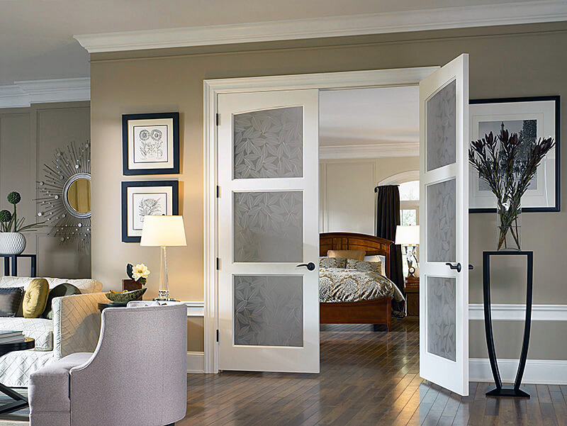 white framed French doors with glass interior double doors frosted glass