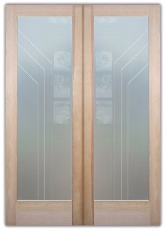 Interior Door with a Frosted Glass Angled Pinstripe Geometric Design for Semi-Private by Sans Soucie Art Glass