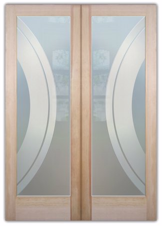 Interior Door with a Frosted Glass Sphere Geometric Design for Semi-Private by Sans Soucie Art Glass