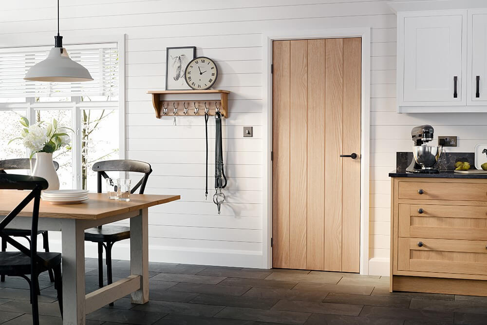 Oak Wood Pantry Doors Contemporary Modern Mid-Century Style Interior Door 