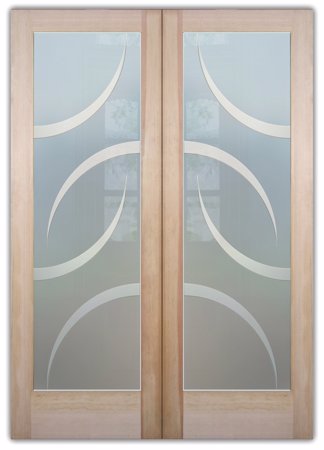 Interior Door with a Frosted Glass Swift Geometric Design for Semi-Private by Sans Soucie Art Glass