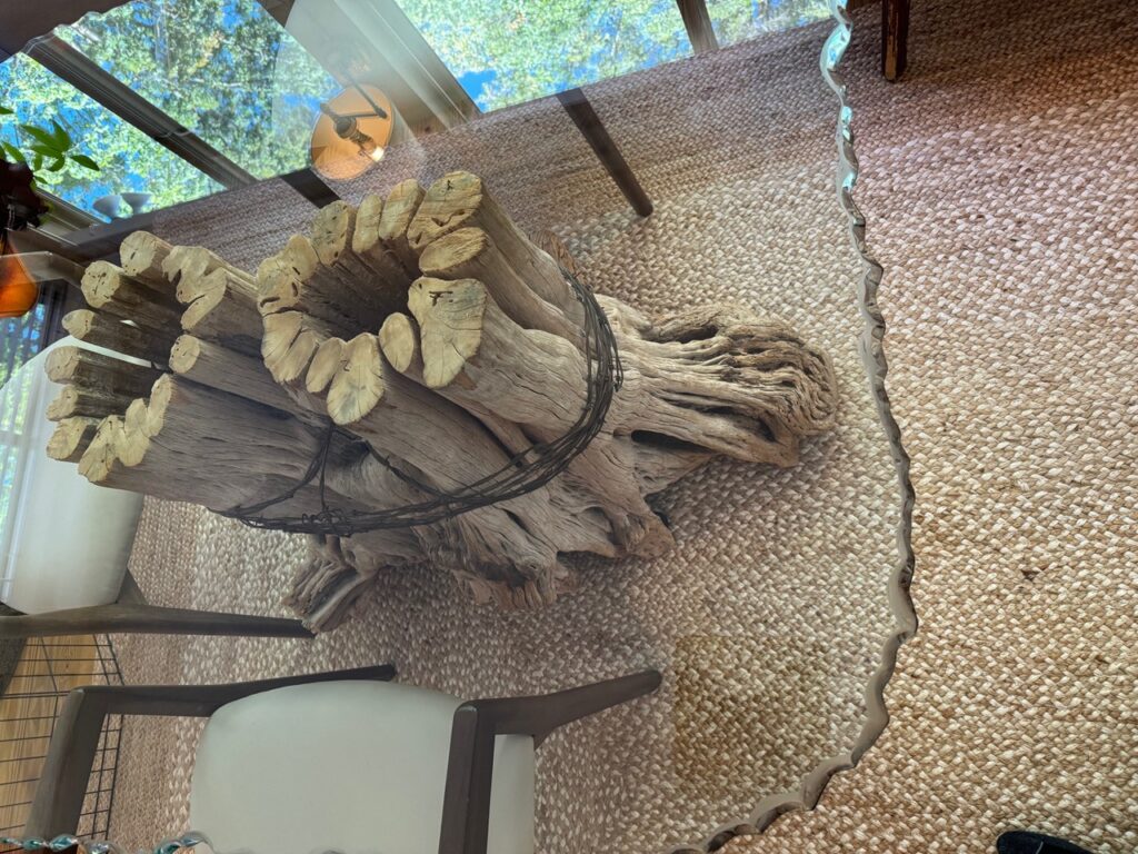 Custom dining table glass top view