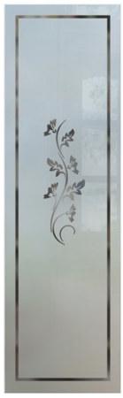 Pantry Insert showcasing a Frosted Glass Foliage Design with Sandblast Etched Glass Art by Sans Soucie Oak Leaves Design