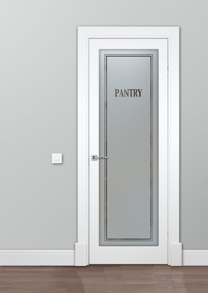 Classic Semi-Private 1D Negative Frosted Glass Pantry Door 