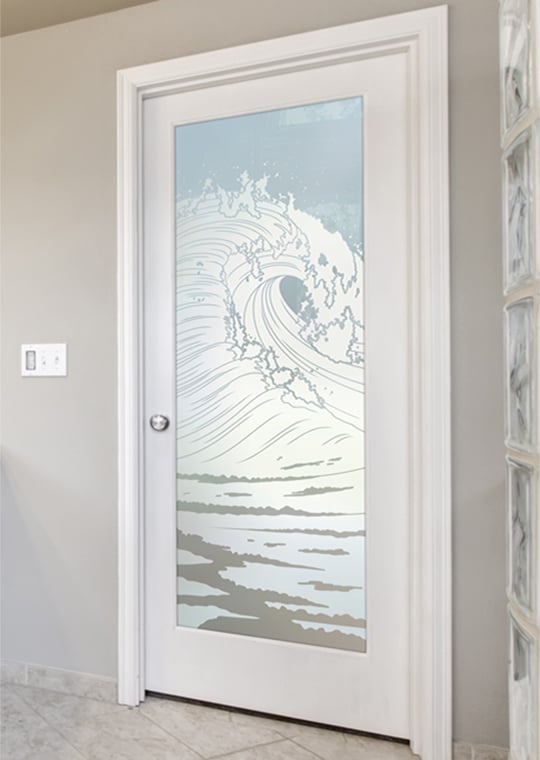 Curl 1D Private Frosted Glass Finish Pantry Door Oceanic Coastal Pantry Doors Sans Soucie