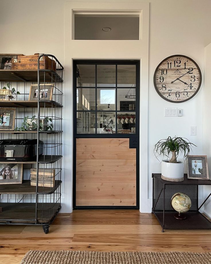 Industrial Style Pantry Door Half Glass Half Wood