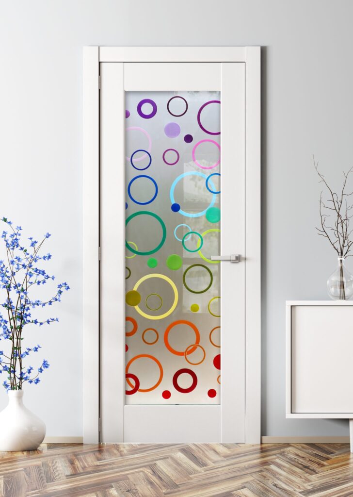 Circularity Private 3D Painted Frosted Glass Finish Pantry Door Mid-Century Modern Pantry Door Sans Soucie