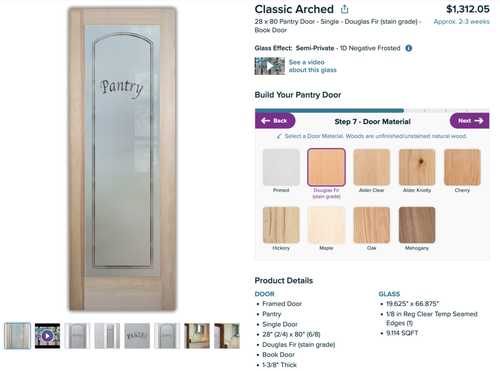building your pantry door in our online pantry door designer sans soucie