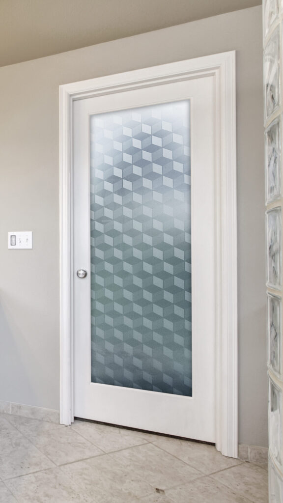 Illusion Cubes Private 2D Frosted Glass Pantry Door Geometric Modern design Interior Door Sans Soucie