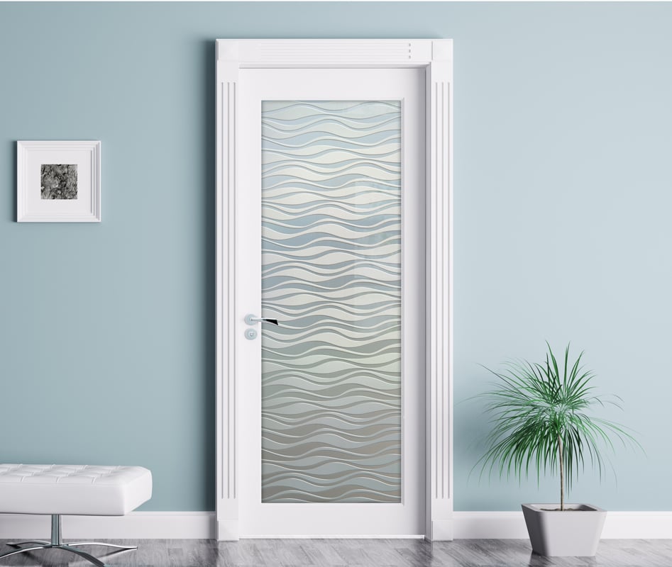 Wavy Private 3D Frosted Glass Pantry Door Modern  Interior Door Sans Soucie