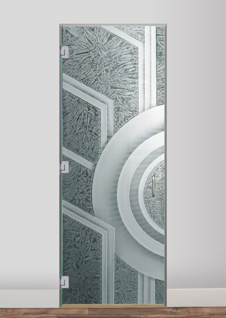 Sun Odyssey II Semi-Private 3D Enhanced Gluechip Glass Finish Interior Glass Door Frameless Glass Door Sans Soucie Modern Style 