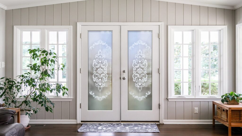 Damask Private 1D Private Frosted Glass Pantry Door Traditional Style Sans Soucie