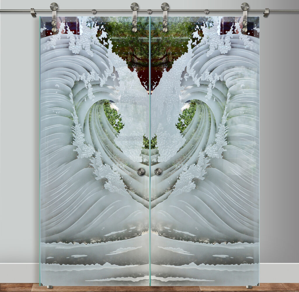 Ocean-inspired design Curl 3DE Double glass barn doors