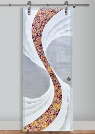 Glass Barn Door with sandblast Frosted Glass Design Art Glass Featuring Sandblast Etched Glass by Sans Soucie