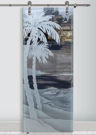 Glass Barn Door with sandblast Frosted Glass Design Art Glass Featuring Sandblast Etched Glass by Sans Soucie