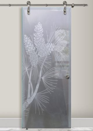 Glass Barn Door with sandblast Frosted Glass Design Art Glass Featuring Sandblast Etched Glass by Sans Soucie
