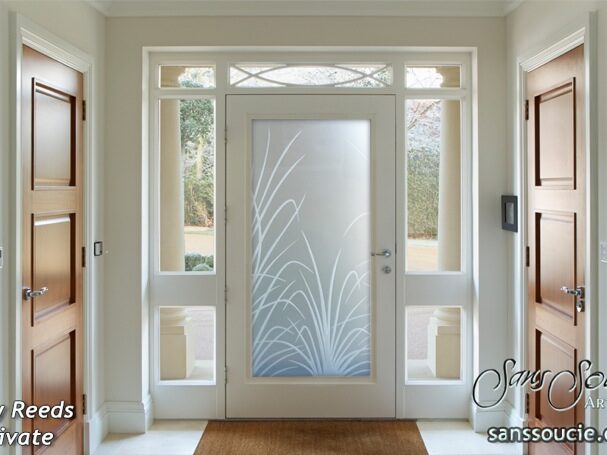 Wispy Reeds Front Door Glass Insert Private 3D Frosted Glass Exterior Entry Door Modern Decor Sans Soucie