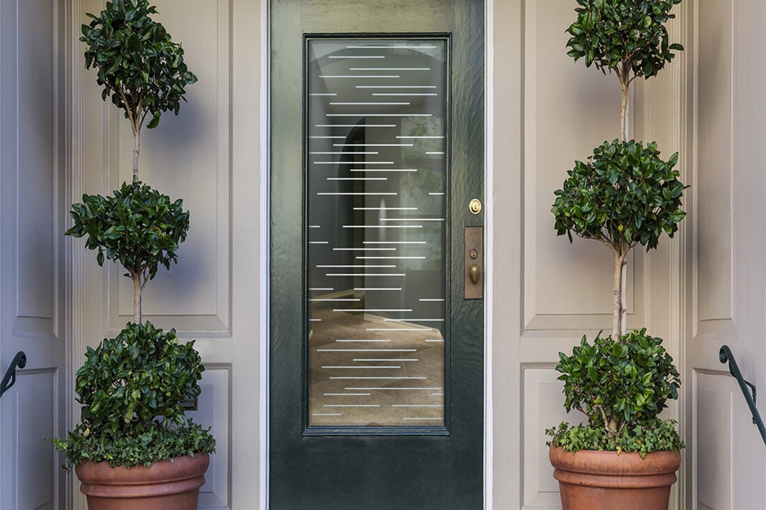 Finer Lines Not Private 1D Positive Clear Glass Front Entry Door Frosted Glass Exterior Doors Modern Style Sans Soucie