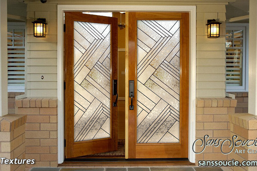 Z Textures Front Door 
Glass Effect Semi-Private Stained Assembled Glass Traditional Decor Exterior Entry Door Sans Soucie 