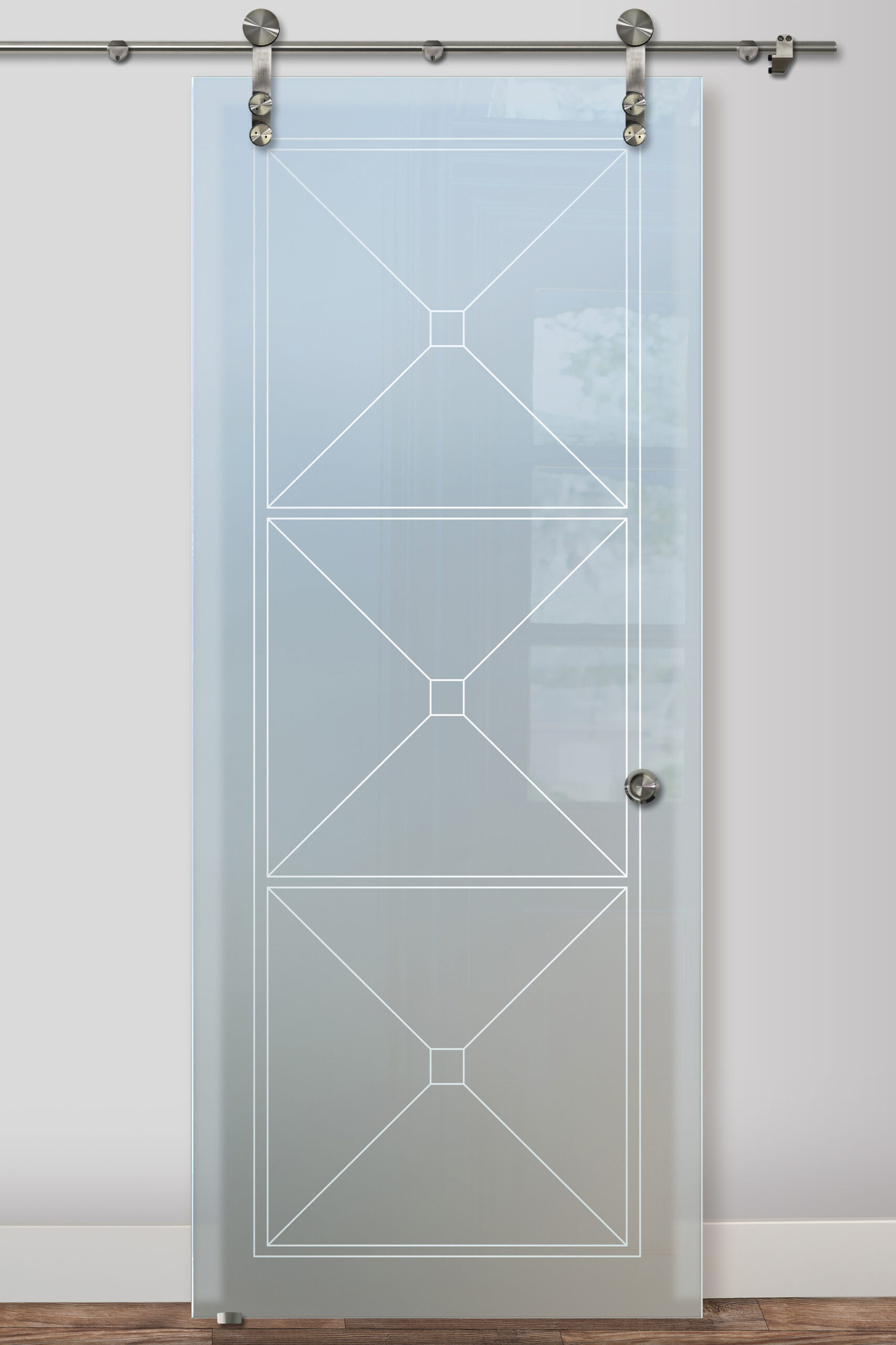 Cross Hatch Glass Barn Door Glass Effect  Private 1D Private Frosted Glass Finish Farmhouse Decor Geometric Style Sans Soucie