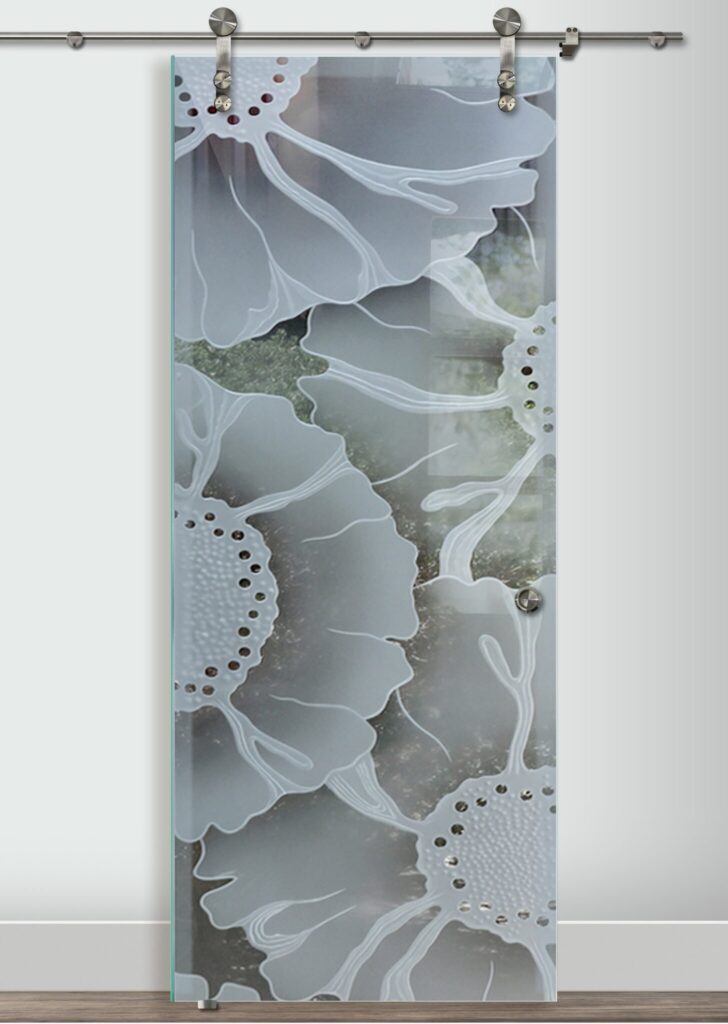 High-quality sliding glass barn door built to last. A high-end glass barn door.