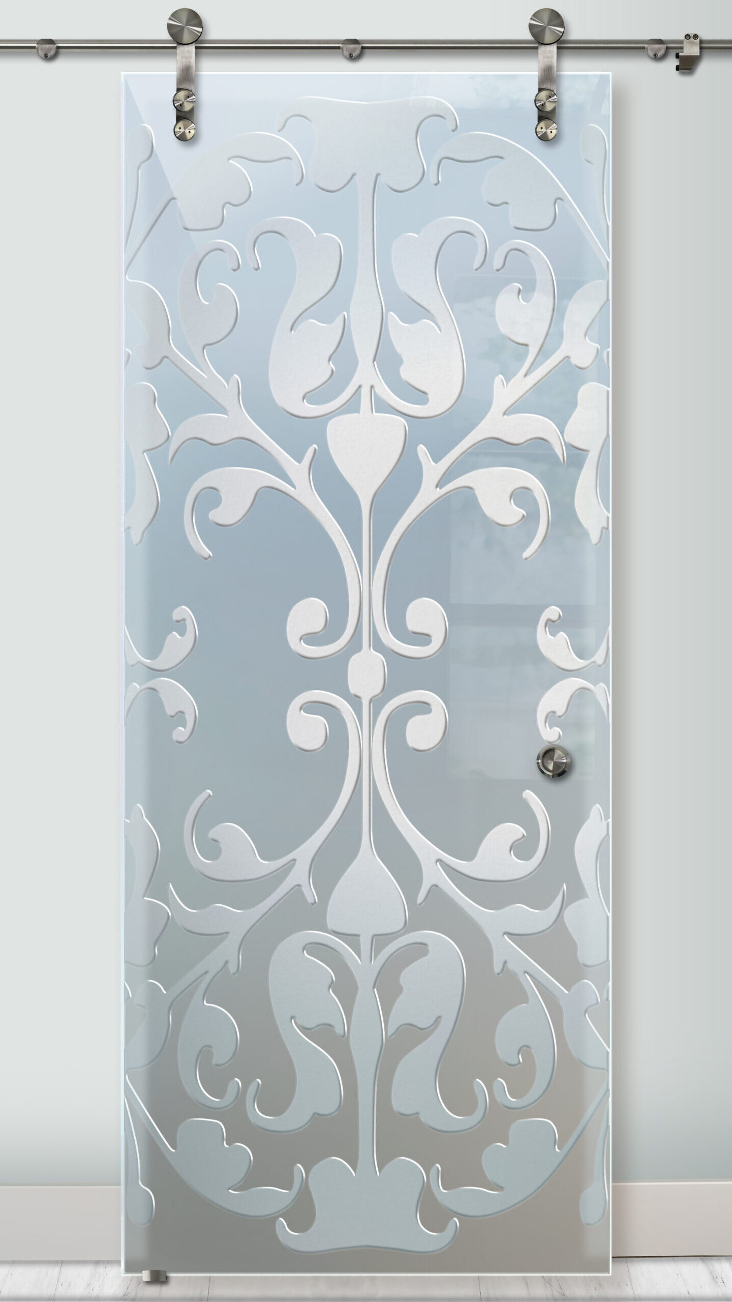 Toulouse Glass Barn Door Glass Effect Private 3D Frosted Glass Finish Farmhouse Decor Lace Style Sans Soucie 
