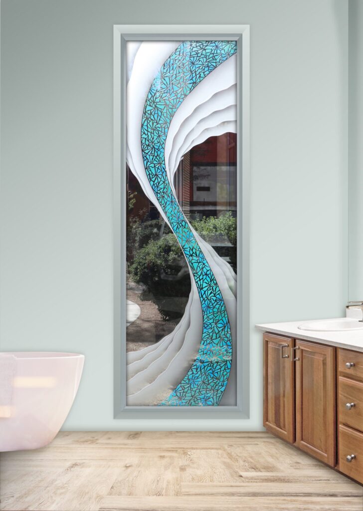 Cyclone Blue Glass Effect  Not Private 3D Enhanced Painted Clear Glass Finish Sans Soucie