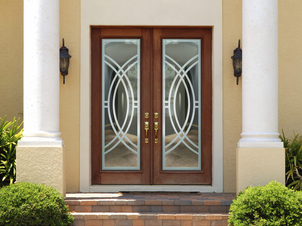 front door glass insert Demi Circle Not Private 3D Clear Glass Front Entry Door Frosted Glass Exterior Door Modern Style Sans Soucie