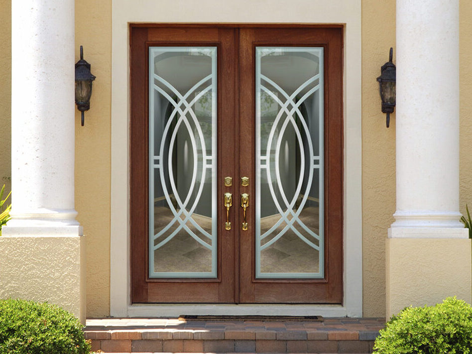 Demi Circle Not Private 3D Clear Glass Front Entry Door Frosted Glass Exterior Door Modern Style Sans Soucie