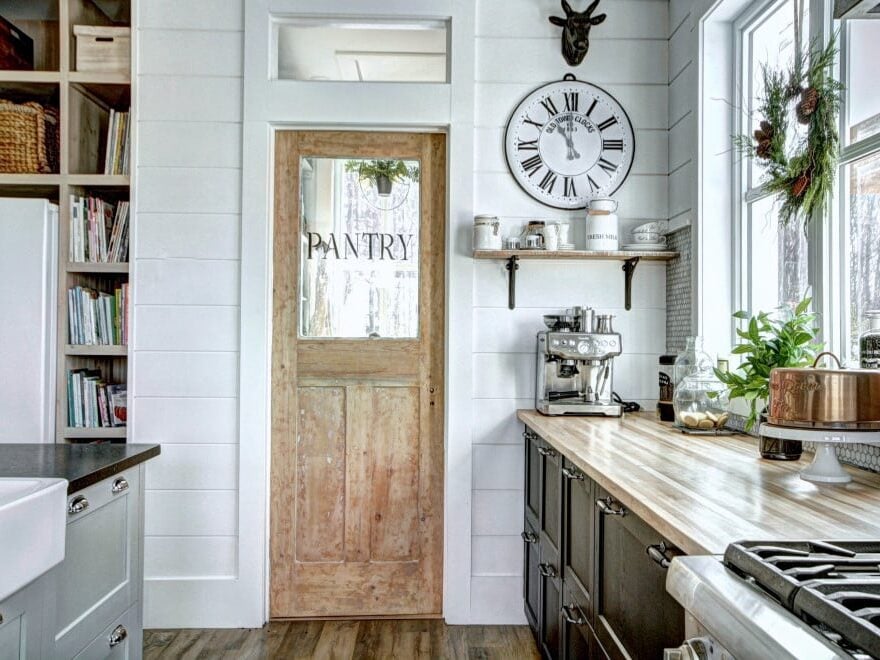 Farmhouse Decor Style Pantry Door with Glass Reclaimed Wood Antique Door