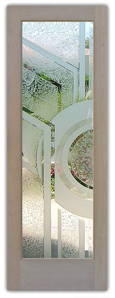 Sun Odyssey Pantry Door Alder Clear Semi-Private 3D Enhanced Gluechip Glass Finish Geometric Decor Sans Soucie