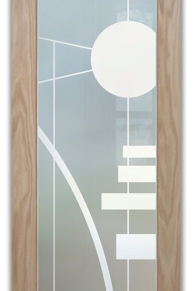 Interval Pantry Door Oak 
Private 1D Glass Effect Private Frosted Glass Finish Geometric Decor Sans Soucie