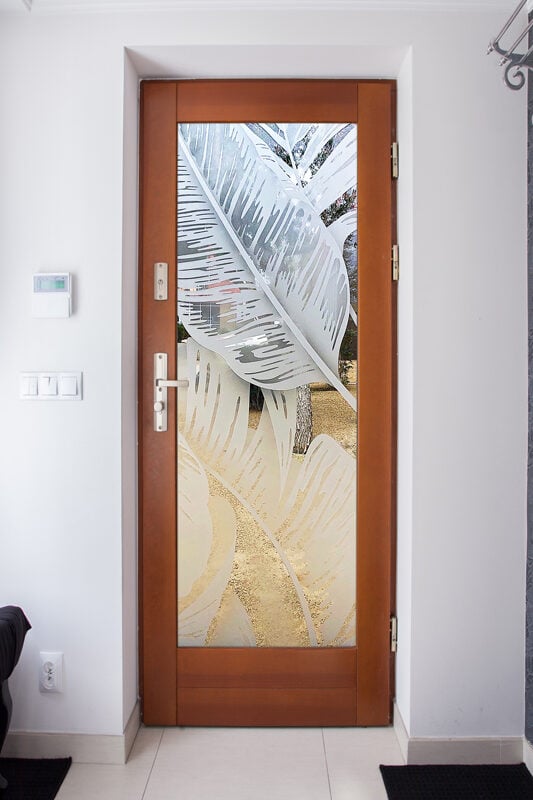 Bahama Leaves Not Private 3D Misted Clear Glass Finish Beach Decor Glass Front Doors Sans Soucie 