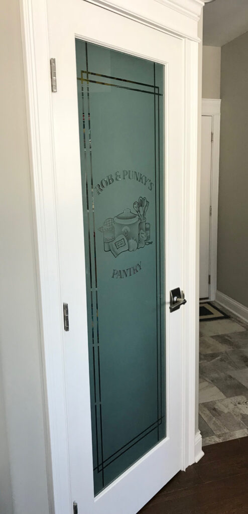 Bakers Delight Pantry Door Semi-Private 2D Negative Frosted Glass Finish Glass Pantry Door Custom Sans Soucie 