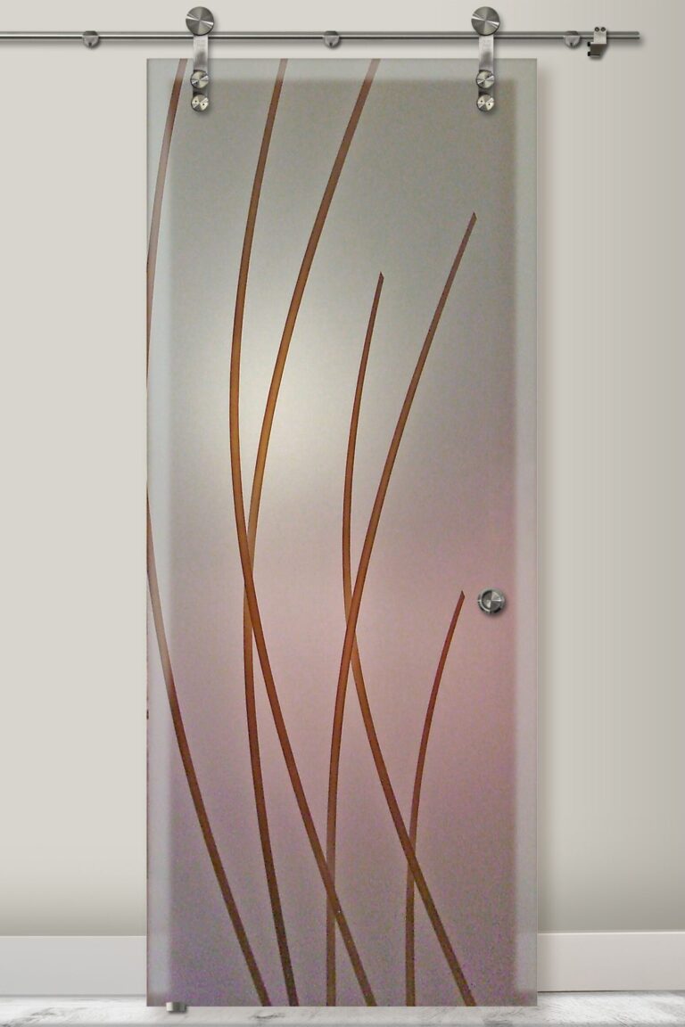 Glass Barn Doors Interior Frosted Glass Doors with Sleek Arcs Design Modern Sliding Glass Barn Door with Private Glass 3D Enhanced Painted Frosted by Sans Soucie