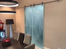 Demi Circle Private 1D Private Frosted Glass Barn Doors Sliding Glass Barn Doors Pairs