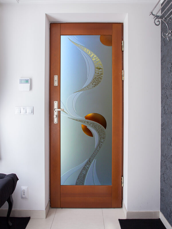 Ribbon Reflection Moons Private - 3D Solid Gluechip Painted Frosted Glass Finish Interior Frosted Glass Doors Modern Decor Sans Soucie