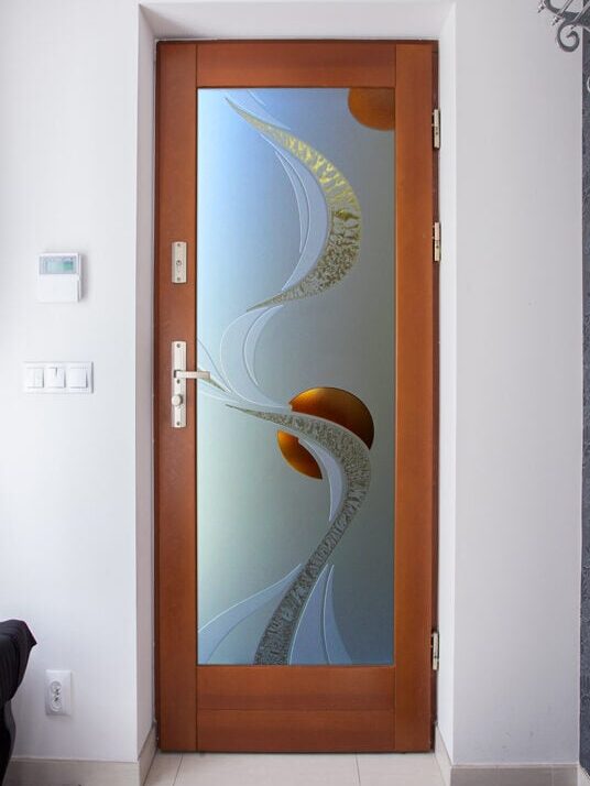 Ribbon Reflection Moons Private - 3D Solid Gluechip Painted Frosted Glass Finish Interior Frosted Glass Doors Modern Decor Sans Soucie