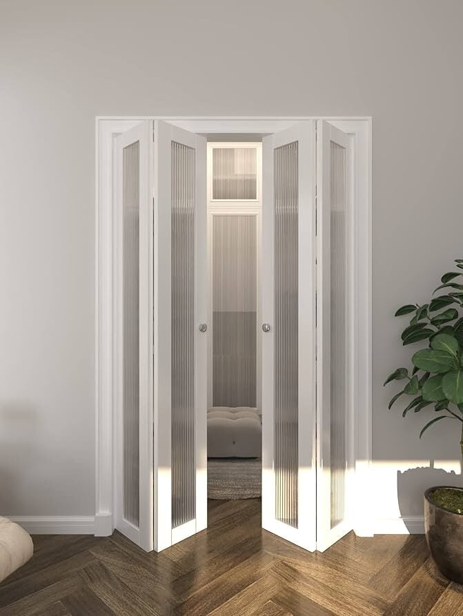 double bifold doors with single glass panels