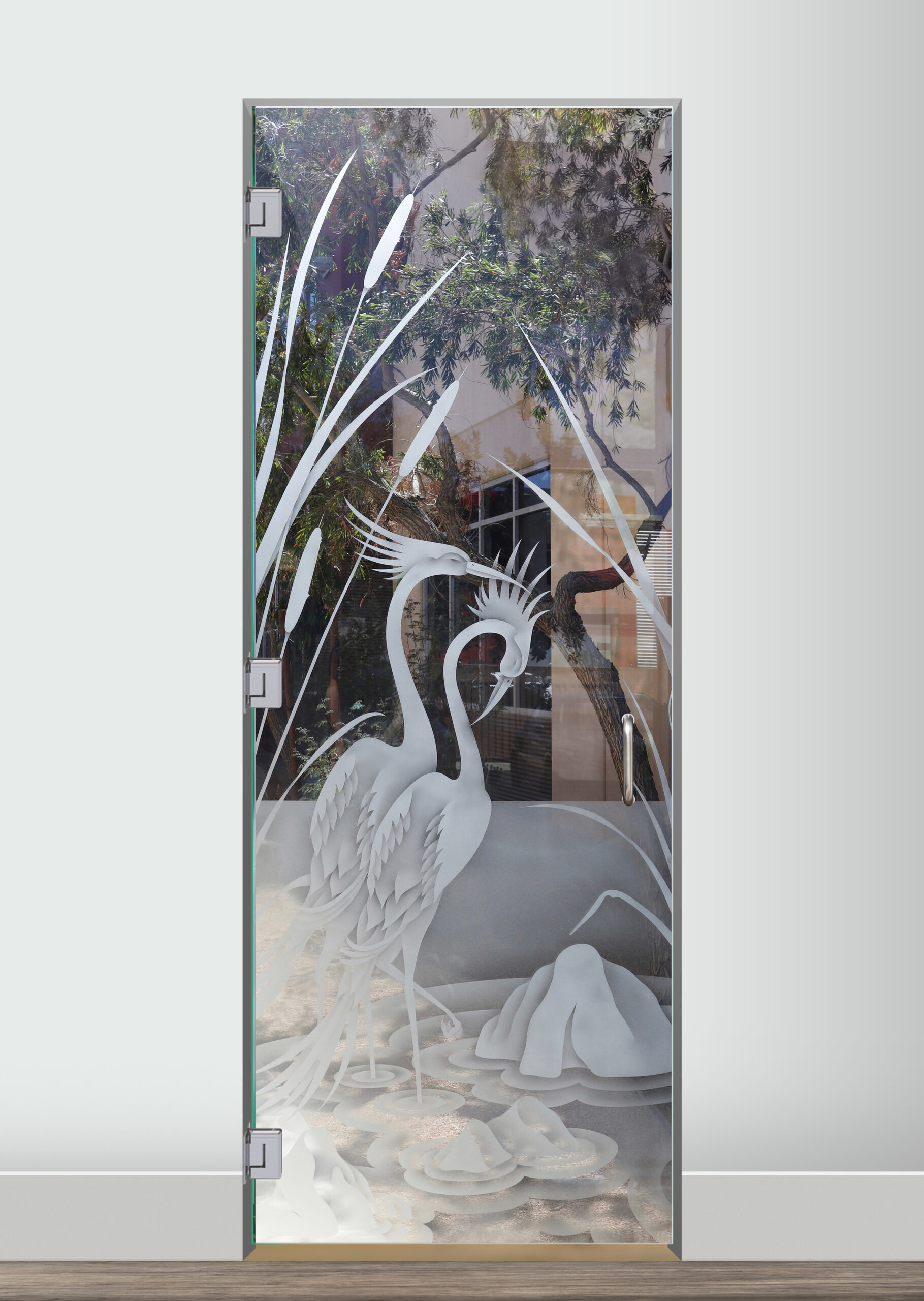 Glass Shower Door Replacement Ideas Cranes & Cattails 2D Shower Glass Design Sans Soucie Art Glass