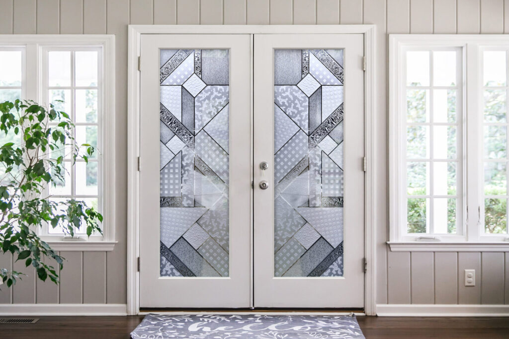 glass front doors Matrix Semi-Private 3D Enhanced GlueChip Negative Frosted Glass Front Entry Door Exterior Glass Doors Modern Style Sans Soucie