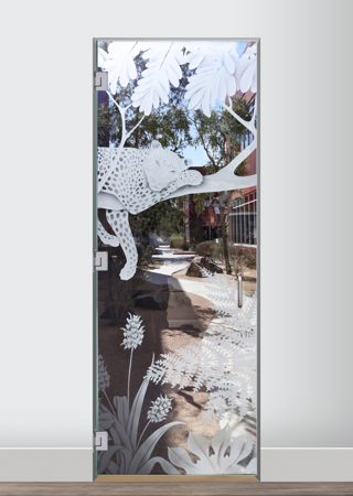 Interior Glass Door with Frosted Glass Wildlife Cheetah Design by Sans Soucie