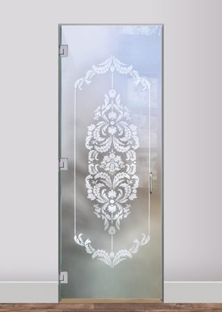 Interior Glass Door with Frosted Glass Traditional Damask Design by Sans Soucie