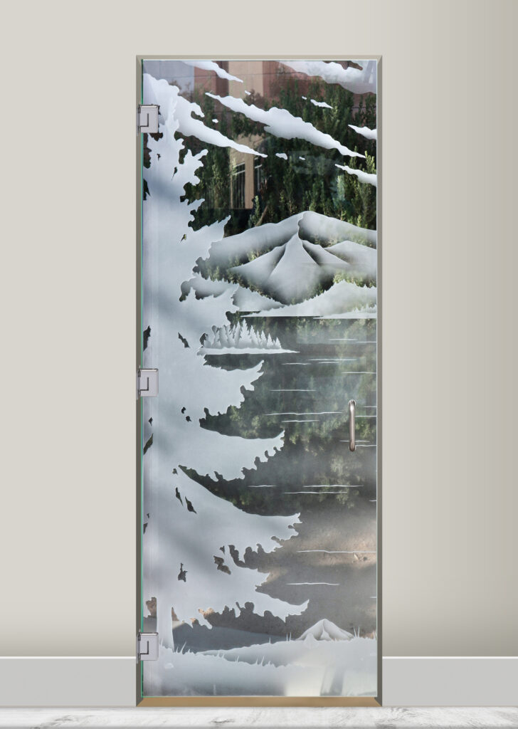 Frosted shower doors by Sans Soucie Art Glass