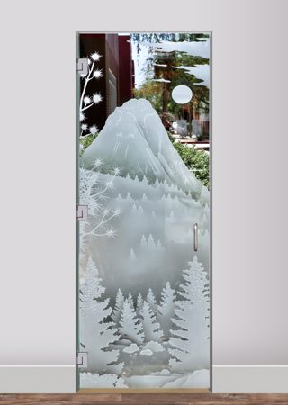 Interior Glass Door with Frosted Glass Landscapes Idyllwild Tahquitz Peak Design by Sans Soucie
