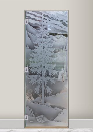 Shower Door with Frosted Glass Tree Oregon Design by Sans Soucie