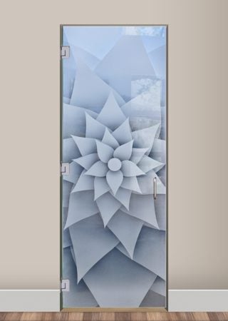 Interior Glass Door with Frosted Glass Floral Rose Petals Design by Sans Soucie